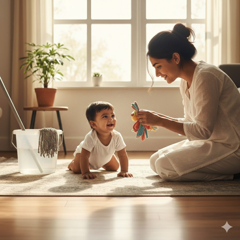 Can mop water contamination affect baby hygiene?